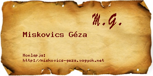 Miskovics Géza névjegykártya